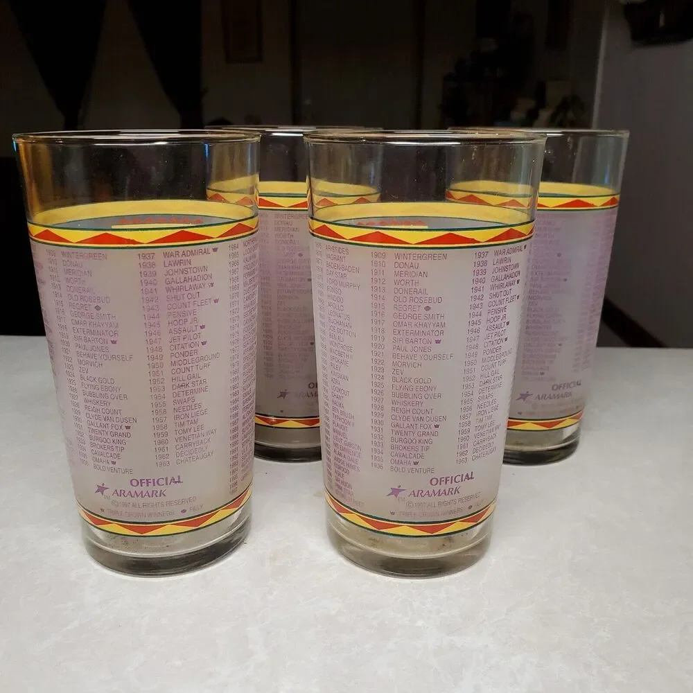 1997 Kentucky Derby 123th Mint Julep Beverage Glass Set Of 4